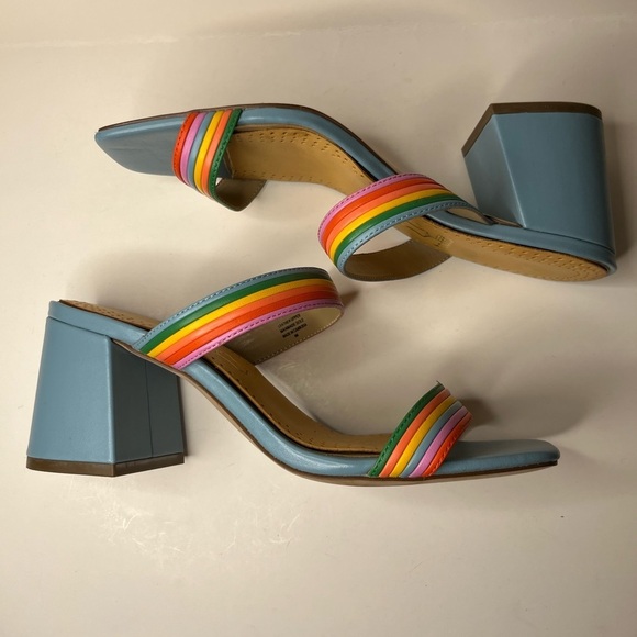 Ann Taylor Machelle Rainbow Leather Block Heel Sandals - Picture 10 of 14